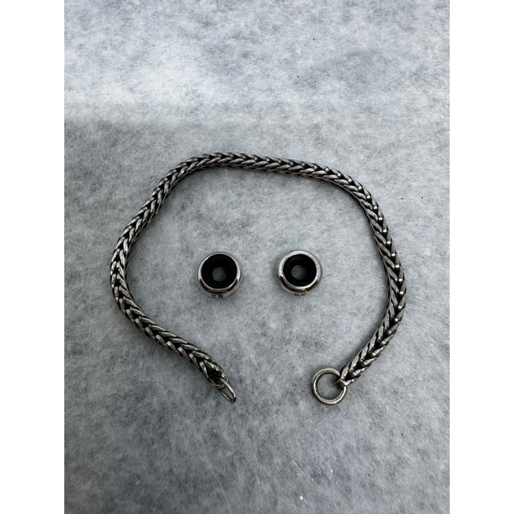 Trollbeads Sterling Silver Bracelet w/ 2 stoppers 6” - Picture 4 of 5